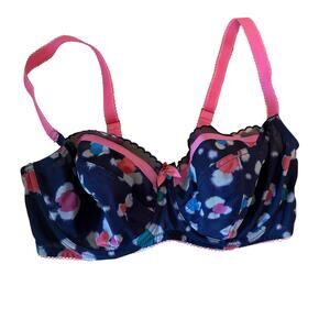 Cleo by Panache Erin 7911 Bra 36DDD Navy‎ Pink Floral Underwire Unlined